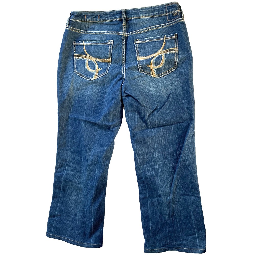 JAG Jeans Womens 16 Blue Medium Wash Low Rise Bootcut Stretch Embroidered Denim